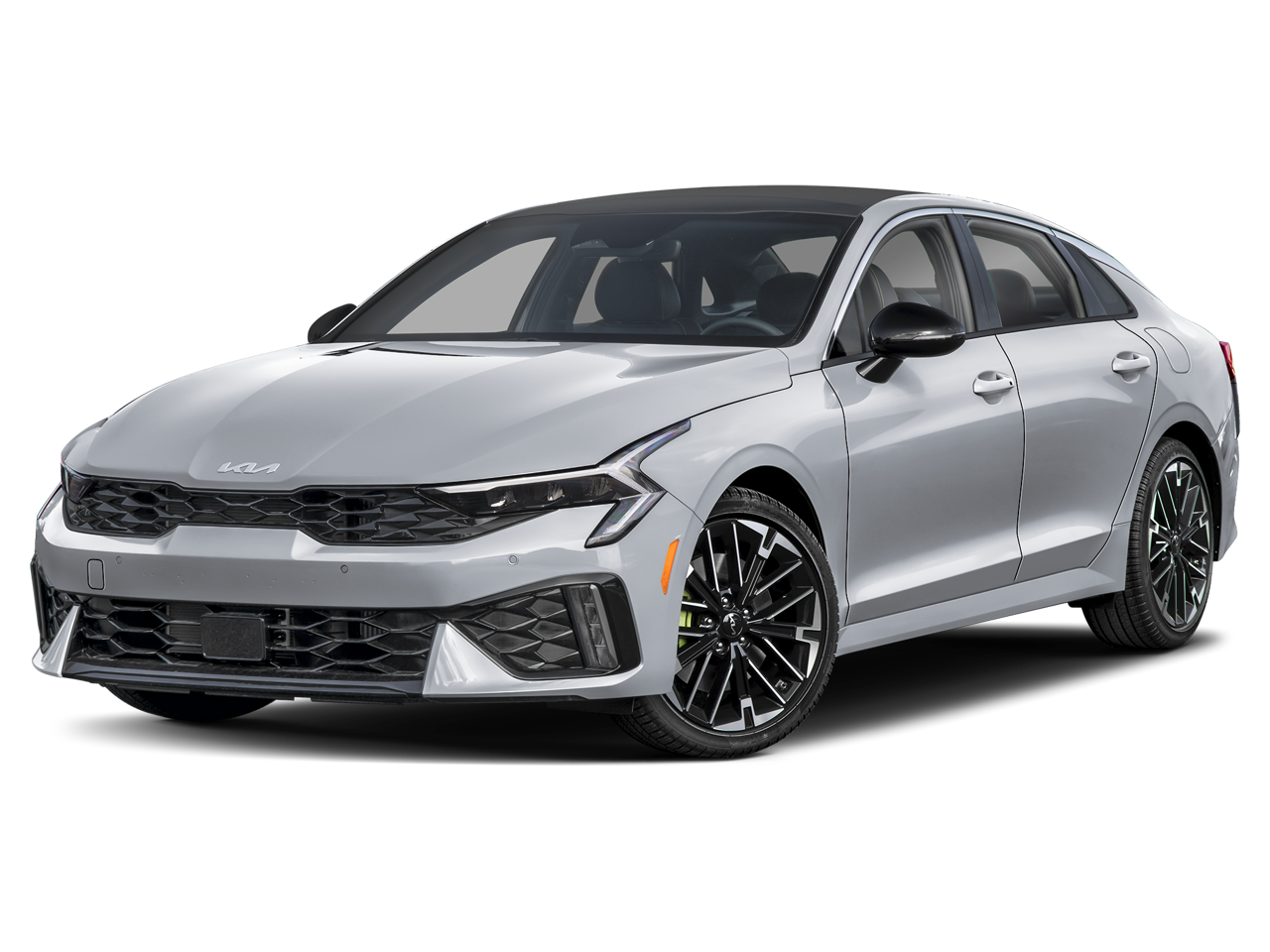 2025 Kia K5 GT in Wolf Gray — front three-quarter view