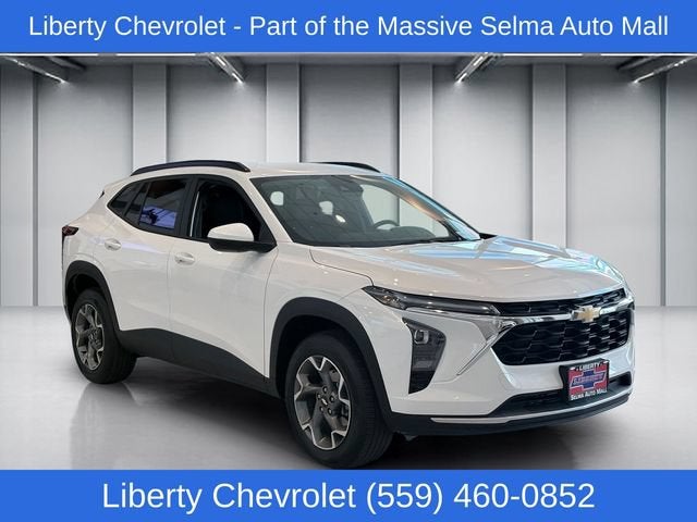 2025 Chevrolet Trax LT in Summit White — front three-quarter view
