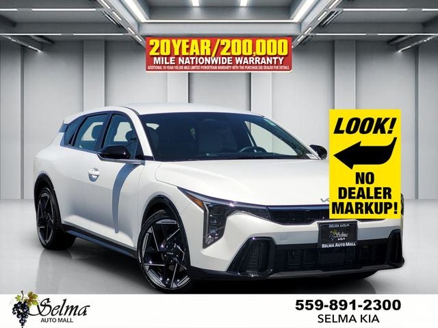 2026 Kia K4 Hatchback GT-Line in Snow White Pearl — front three-quarter view