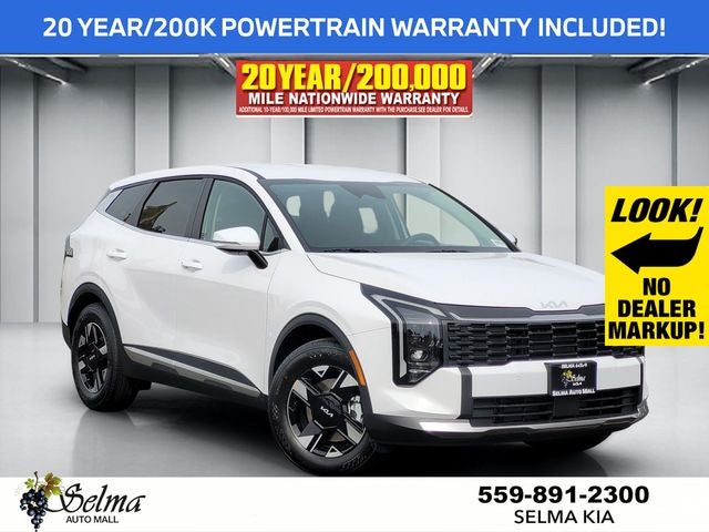2026 Kia Sportage LX in Glacial White Pearl — front three-quarter view