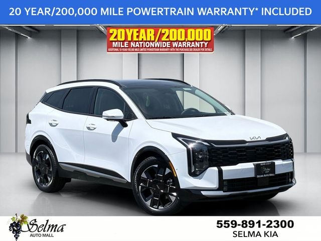 2026 Kia Sportage SX-Prestige in Glacial White Pearl — front three-quarter view