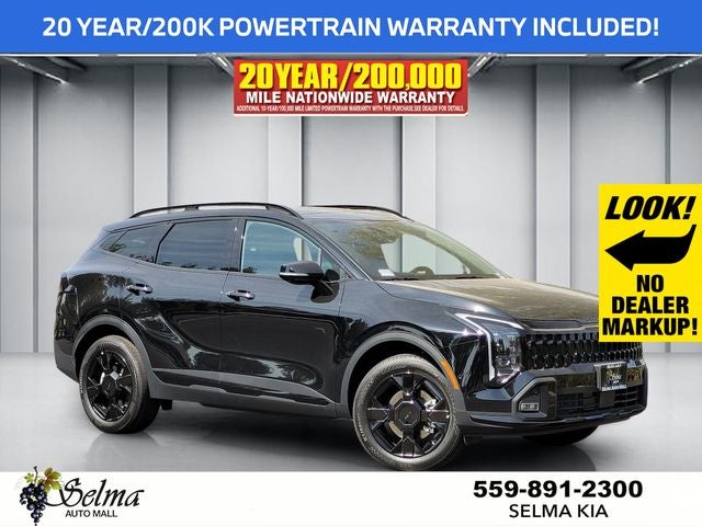 2026 Kia Sportage X-Line in Ebony Black — front three-quarter view