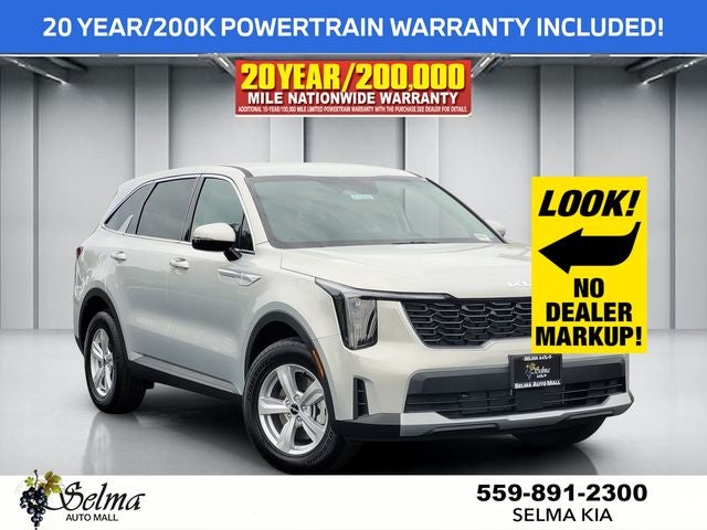 2026 Kia Sorento LX in Ivory Silver — front three-quarter view