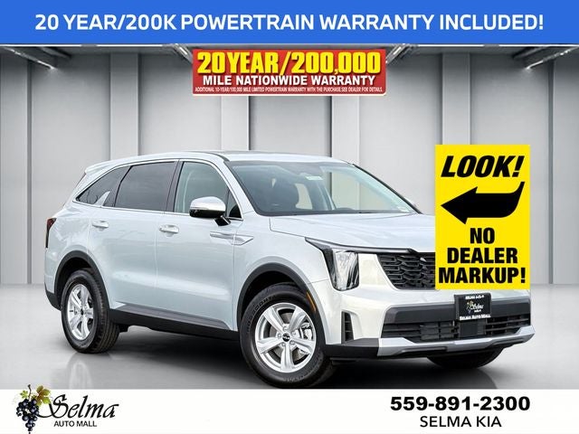 2026 Kia Sorento LX in Ivory Silver — front three-quarter view