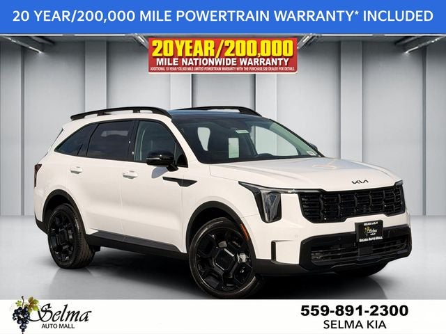 2026 Kia Sorento X-Line EX in Glacial White Pearl — front three-quarter view
