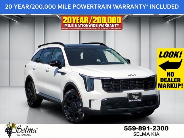 2026 Kia Sorento X-Line SX in Glacial White Pearl — front three-quarter view