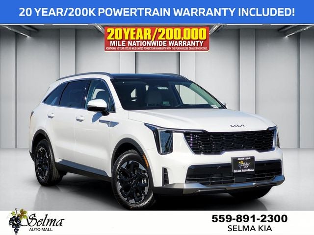 2026 Kia Sorento S in Glacial White Pearl — front three-quarter view