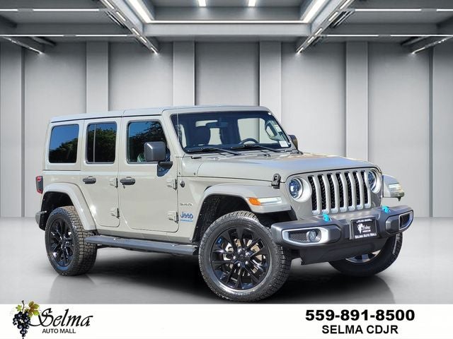 2023 Jeep Wrangler Sahara 4xe in Gray Clearcoat — front three-quarter view
