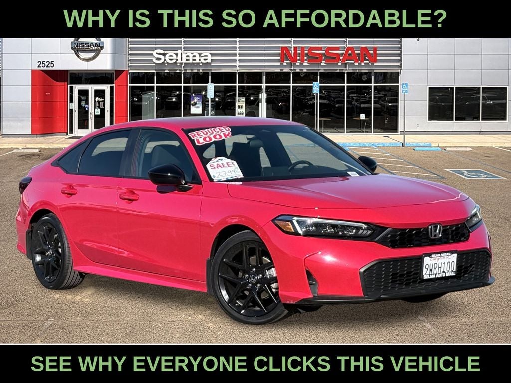 2026 Honda Civic Sport in Red — front three-quarter view